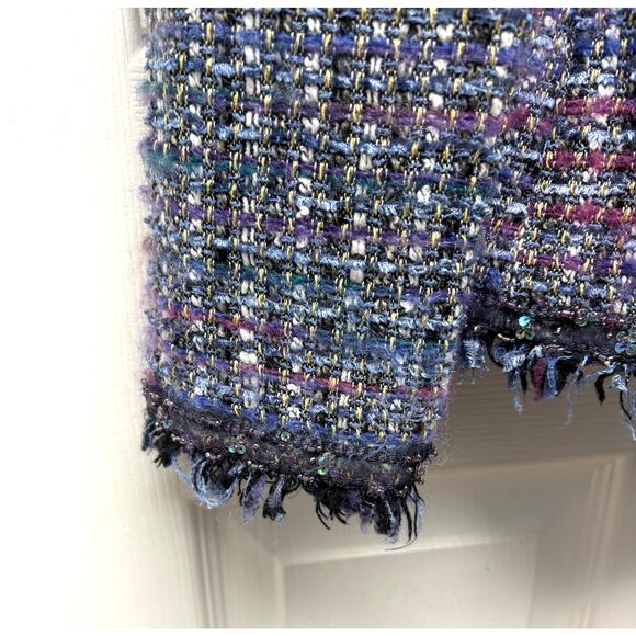 Designs by Seymour Blue Tweed Wool Blend Vintage Blazer, Weaved, Women’s Size 10 - Picture 4 of 8